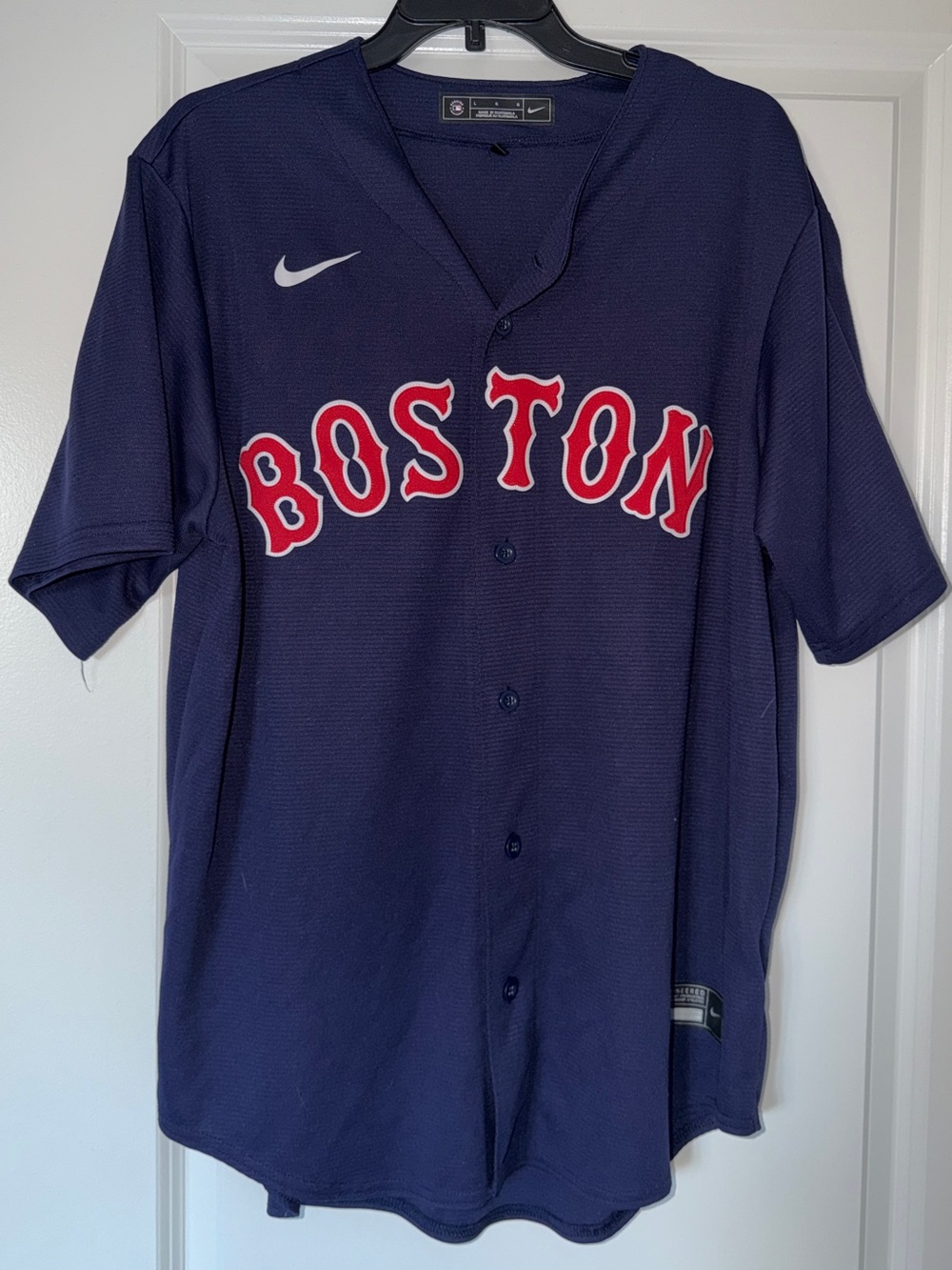 Nike Boston Red Sox Navy Alternate Baseball Jersey Men’s L Blank Button Down